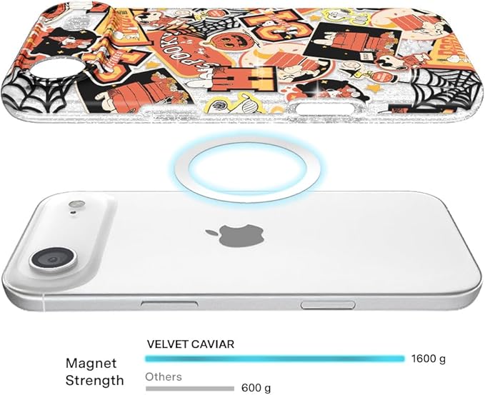 VELVET CAVIAR Case for iPhone 17 Air | Compatible with MagSafe | 10ft Drop Tested | Protective Designer Cases | Halloween Snoopy Varsity Glitter