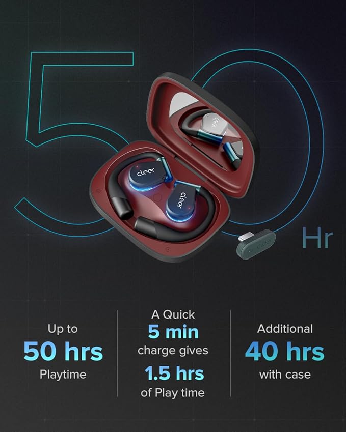 Cleer ARC 3 Gaming Earbuds - True Wireless Open Ear Headphones,Ultra-Low Latency,Snapdragon & Dolby Sound, Bluetooth 5.4, USB-C Dongle,50Hr Battery, Compatible with PS4, PS5, PC, Quest, Switch, Black