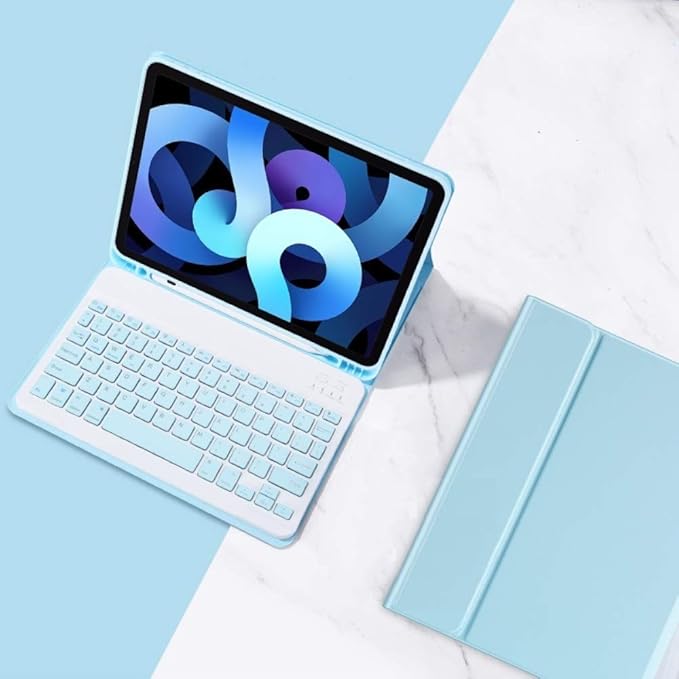 Color Keyboard for Samsung Galaxy Tab S9+ 12.4" Keyboard Case Cute Detachable Removable Wireless Bluetooth Keyboard,Blue