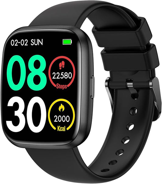 Smart Watches for Men/Women, 1.75" Bluetooth Call, AI Voice Smartwatch, 24/7 Heart Rate Monitor, Blood Pressure/SpO2/Sleep Tracker, IP68 Waterproof, 100+ Sports Fitness Tracker for Android iOS Black