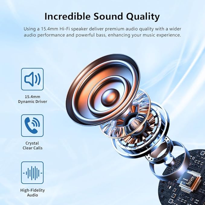 iDIGMALL Bluetooth 5.4 Headset w/Detachable Microphone, Open Ear Headphones w/DSP Noise Canceling Mic & Mute for Call, Multipoint Wireless Earbuds w/Charging Case for Office Home Work Driving Travel