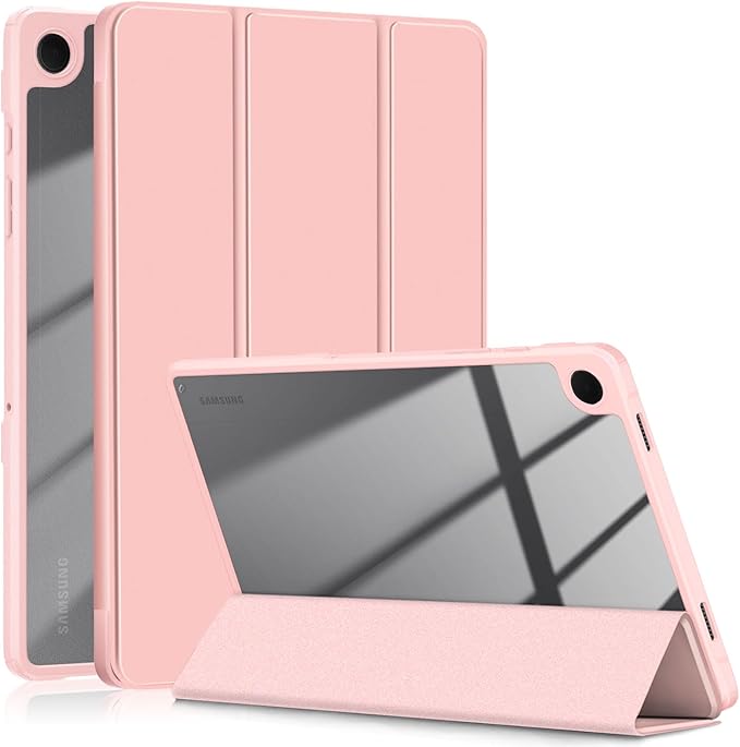 Case for Galaxy Tab A9+/A9 Plus 11 inch 2024,Shockproof Cover with Clear Transparent Back Shell Case for (SM-X210/X215/X216) Auto Wake/Sleep Function,Pink