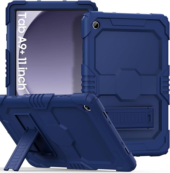 OKP Case for New Samsung Galaxy Tab A9+/ A9 Plus 11 Inch 2023 (SM-X210/X216/X218), Heavy Duty Shockproof Rugged 11" Galaxy A9+ Tablet Protective Cover with Kickstand for Kids Boys Girls, Navy Blue