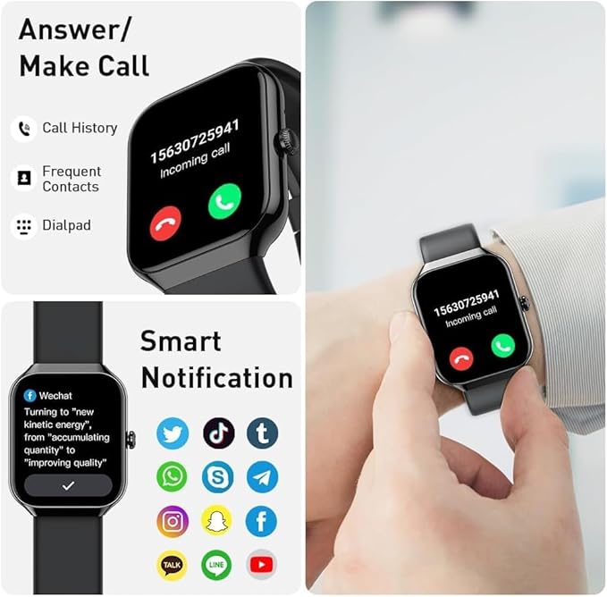 Smart Watch(Answer/Make Call), 1.96" HD Smartwatch for Men Women, 2025 Fitness Activity Tracker with Heart Rate/Sleep Monitor/Pedometer/110+ Sport Modes, IP68 Waterproof Fitness Watch for Android iOS