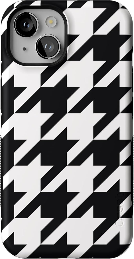 Casely iPhone 14 Case | Houndstooth | High Contrast Design | Compatible with MagSafe | Bold Protective Design