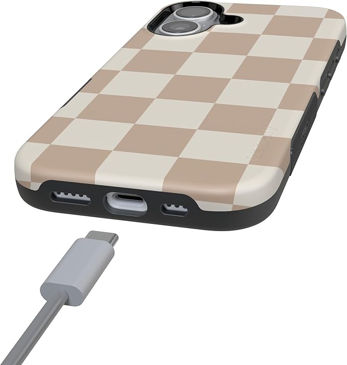 Casely iPhone 17 Case | Fit Check | Neutral Checkerboard | Compatible with MagSafe | Bold Protective Design