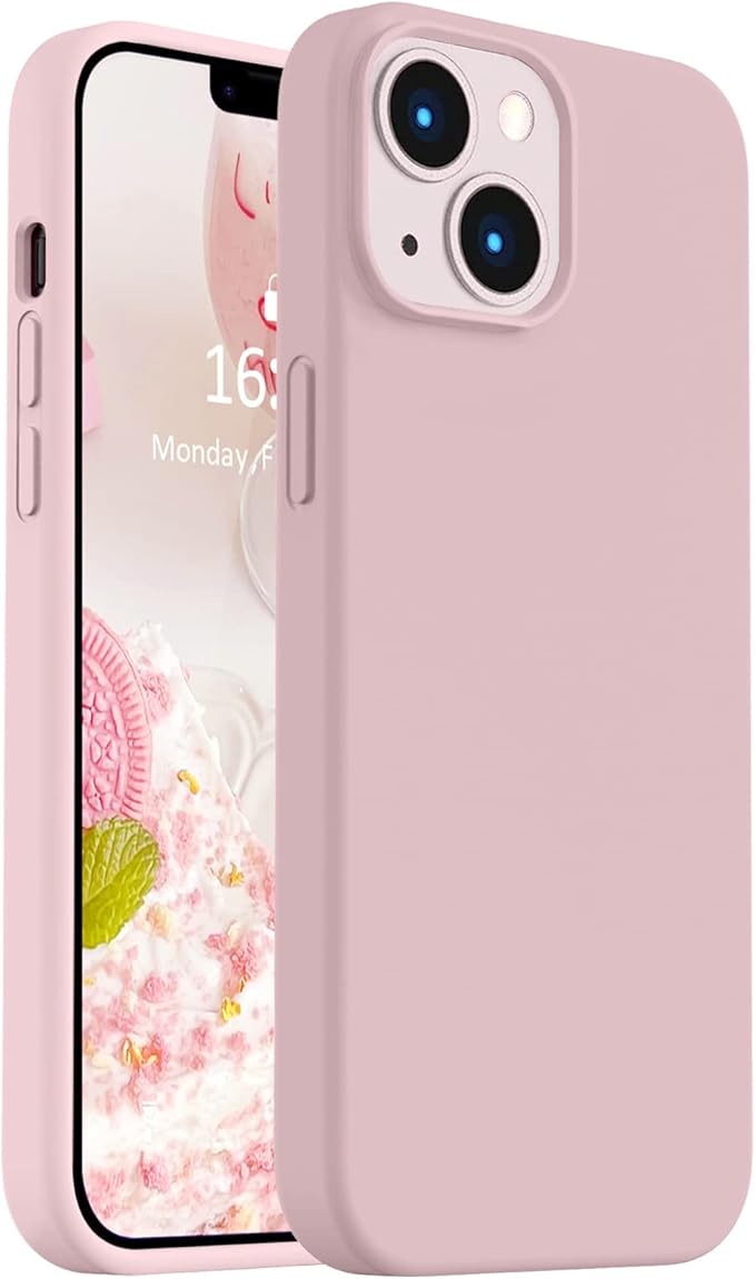 Vooii Compatible with iPhone 14 Case,[Silky Touch Premium Liquid Silicone] [Soft Anti-Scratch Microfiber Lining], Ultra Slim Shockproof Protective Case for iPhone 14 - Pink Sand