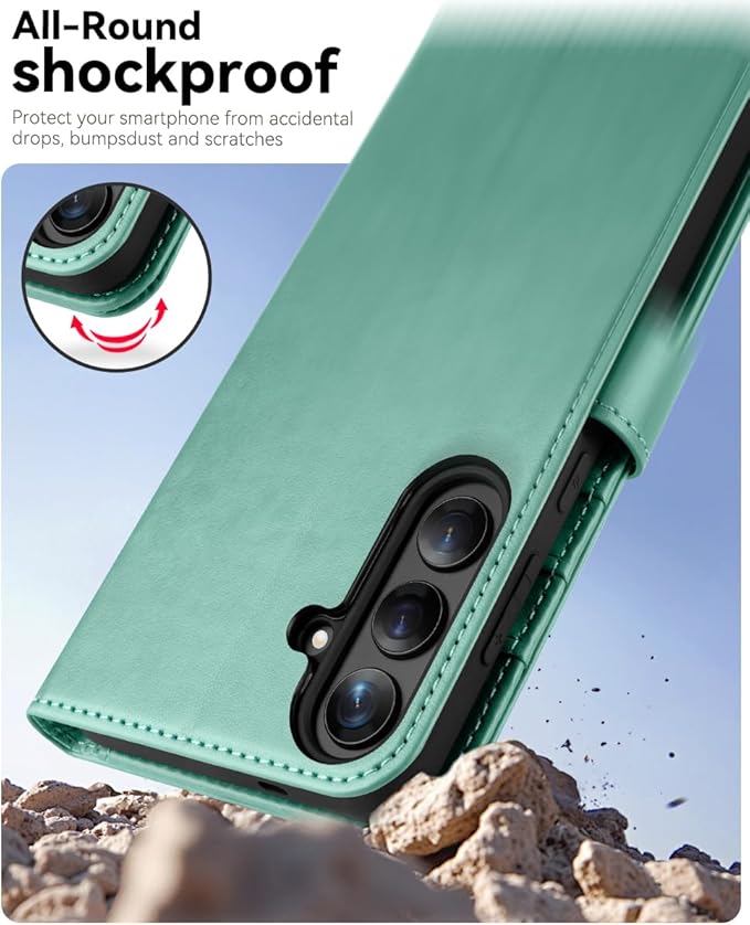 OCASE Compatible with Galaxy S25 Wallet Case, PU Leather Flip Folio Case with Card Holders RFID Blocking Kickstand [Shockproof TPU Inner Shell] Protective Phone Cover 6.2 Inch 2025, Green