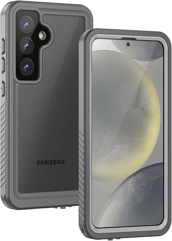 Lanhiem for Samsung Galaxy S24+ Plus Phone Case, IP68 Waterproof Dustproof Case with Built-in Screen Protector, Rugged Full Body Shockproof Protective Cover for Galaxy S24 Plus 6.7 Inch, Marble Gray