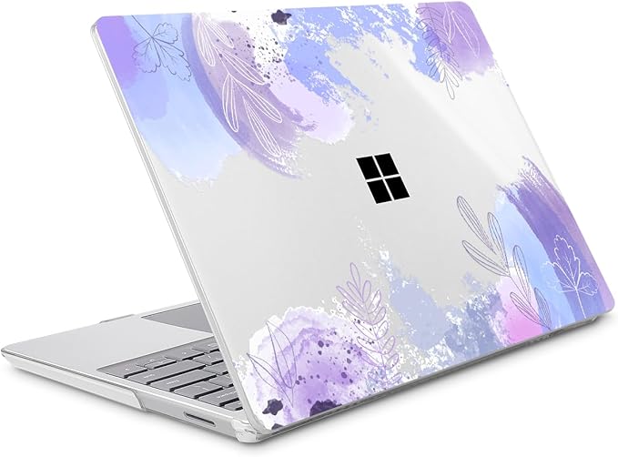 Tuiklol Case for 12.4 Inch Microsoft Surface Laptop Go 3/2 / 1 2023-2020 Releases, Plastic Hard Shell Case with Screen Protector and Keyborad Cover +Dust Plugs Model 2013/1943,Inset Flora