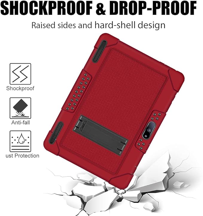 for Pritom M10 Inch Case, Heavy-Duty Drop-Proof Shock-Resistant Kids Friendly Protective case for QuntiCO Y10/Voger priorpad X100/Digiland Tablet DL1036/Gateway 10.1 HD Tablet(Red/Black)