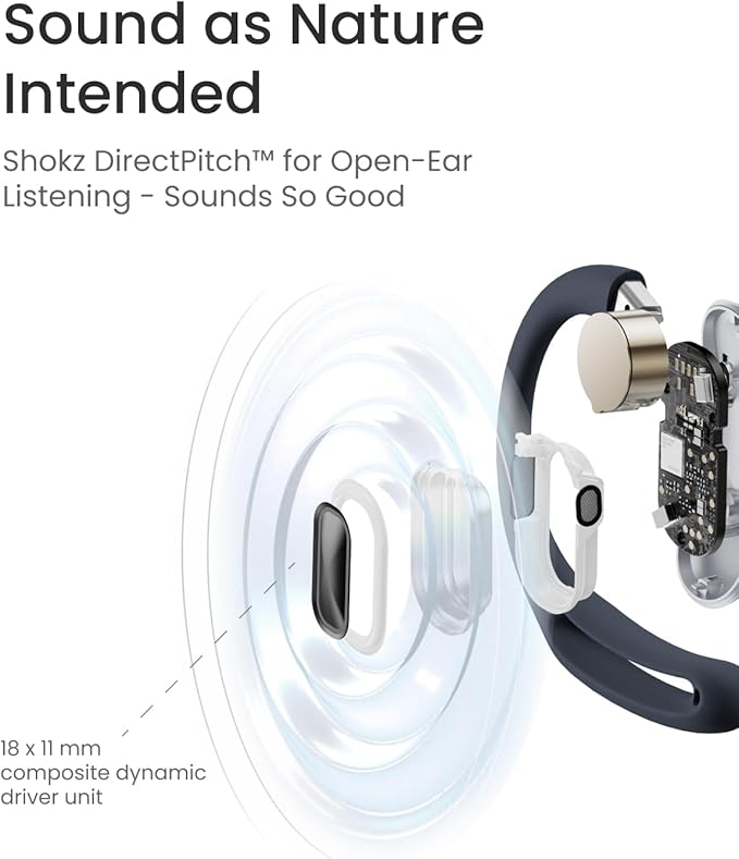 SHOKZ OpenFit Air - Open-Ear Headphones, True Wireless Earbuds, Water Resistant, Secure Earhooks for Daily Use, Black