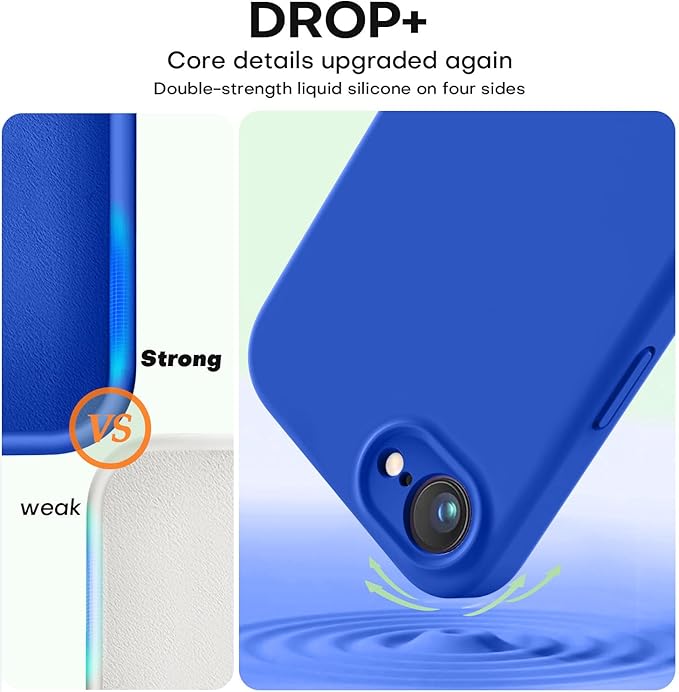 Vooii Compatible with iPhone 16e Case, Liquid Silicone Upgrade [Camera Protection] [Soft Anti-Scratch Microfiber Lining] Shockproof Phone Case for iPhone 16e 6.1 inch - Klein Blue