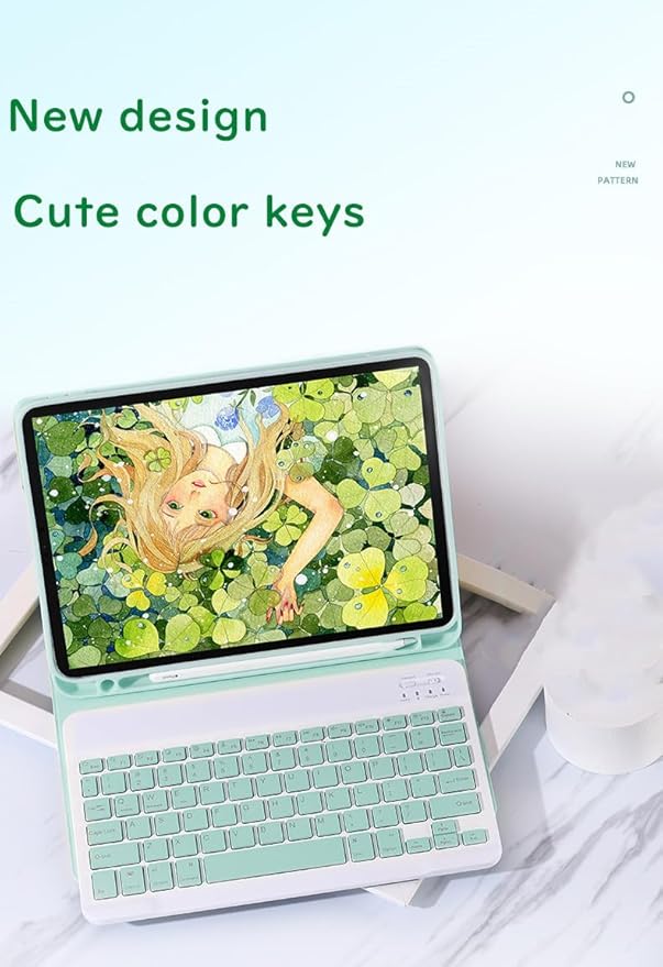 Color Keyboard for Galaxy Tab A7 Lite 8.7 inch Keyboard Case Cute Detachable Removable Wireless Bluetooth Keyboard,DarkGreen