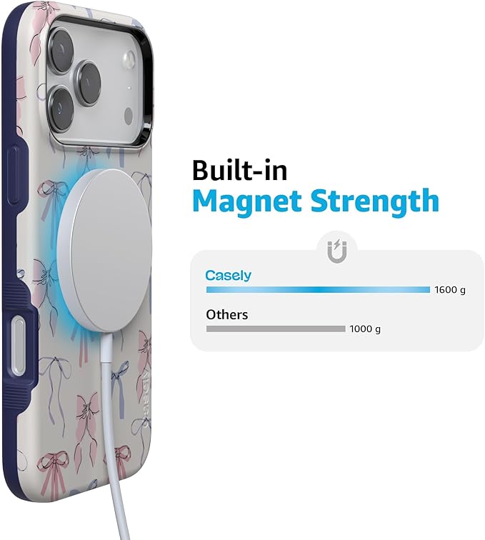 Casely iPhone 17 Pro Case | Coquette Girlie | Pastel Bows | Compatible with MagSafe | Bold Protective Design
