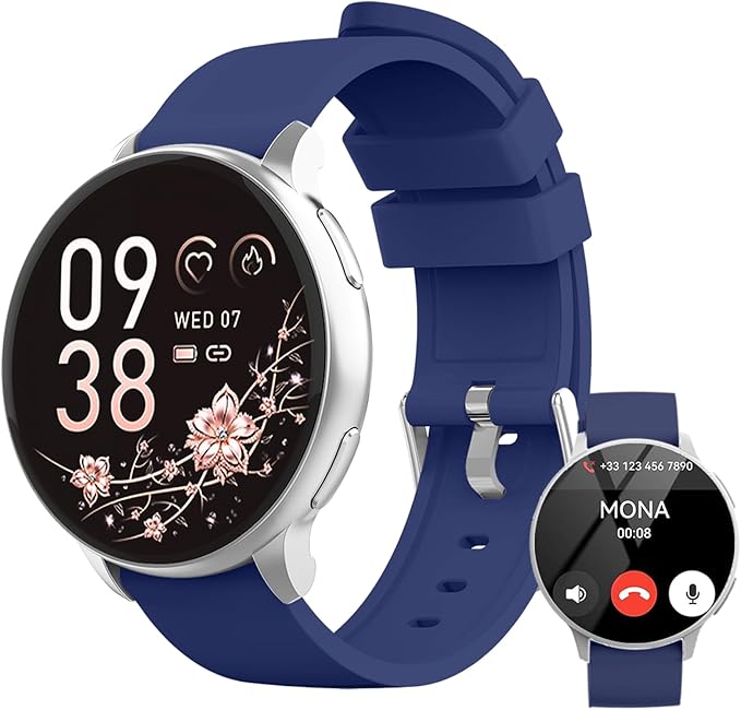 Smart Watch for Men Women Fitness Tracker with 100+ Sport Modes,Activity Trackers for iOS/Android Waterproof/Heart Rate/Sleep/Steps Monitor/Pedometer Monitor Monitor (Silver+Blue)