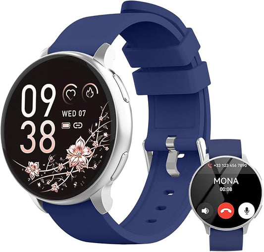 Smart Watch for Men Women Fitness Tracker with 100+ Sport Modes,Activity Trackers for iOS/Android Waterproof/Heart Rate/Sleep/Steps Monitor/Pedometer Monitor Monitor (Silver+Blue)