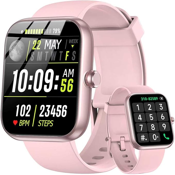 Smart Watch with Alexa Built-in, 1.83" HD Touchscreen & Fitness Tracker with Message Call Function, 24/7 Heart Rate/Sleep Monitor, 120+ Sport Modes, IP68 Waterproof, for Android iPhone (Pink)