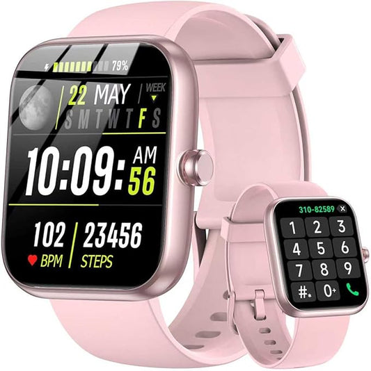 Smart Watch with Alexa Built-in, 1.83" HD Touchscreen & Fitness Tracker with Message Call Function, 24/7 Heart Rate/Sleep Monitor, 120+ Sport Modes, IP68 Waterproof, for Android iPhone (Pink)