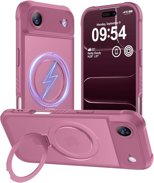 MOCCA Compatible with iPhone Air Case with Magnetic Invisible Stand [Full Camera Protection] [Compatible with Magsafe] Military Drop Shockproof Translucent Matte Phone Case Cover 6.5",Lavender Purple