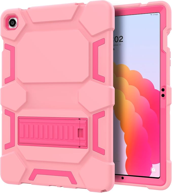 CCMAO Case for Samsung Galaxy Tab A9+ Case 11 Inch 2023 Model (SM-X210/X216/X218), Heavy Duty Shockproof Hybrid Three Layer Protective Cover for Kids Boys Girls, Rose Gold+Rose