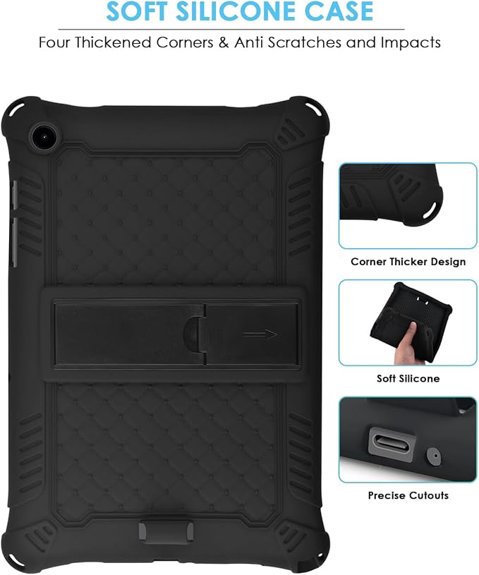 DETUOSI Compatible with Samsung Galaxy Tab A9 Plus Case 11 inch 2023, with Shoulder Strap & Stylus Pen, Soft Silicone Multi-Angle Case for Galaxy Tab A9+ Tablet SM-X210/X216/X218, Black