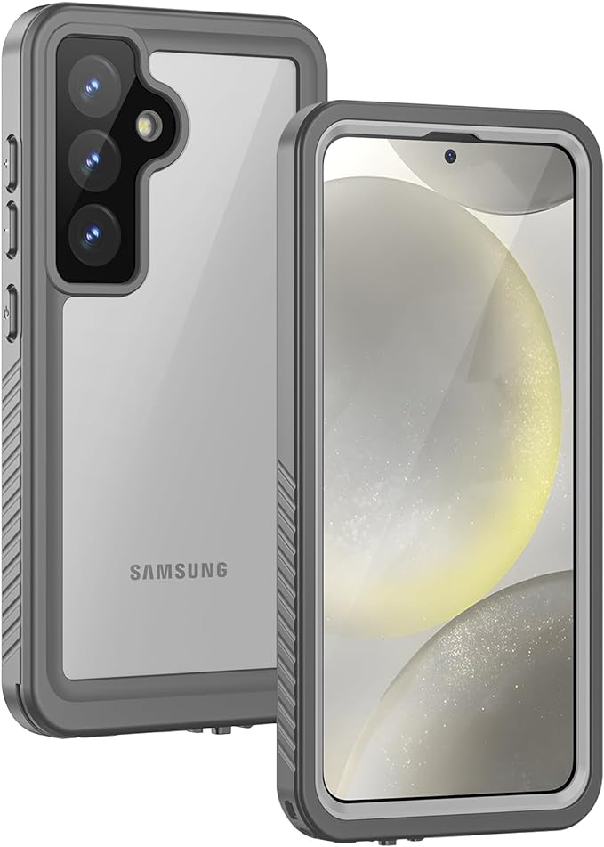 Lanhiem for Samsung Galaxy S24 Case (Not for S24FE/S24+), IP68 Waterproof Dustproof, Built-in Screen Protector, Rugged Full Body Shockproof Protective Cover for S24 5G 6.2 Inch, Marble Gray