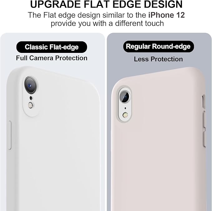 Vooii Compatible with iPhone XR Case, Upgraded Liquid Silicone with [Flat Edges] [Camera Protection] [Soft Anti-Scratch Microfiber Lining] Phone Case for iPhone 10 XR 6.1 inch - White
