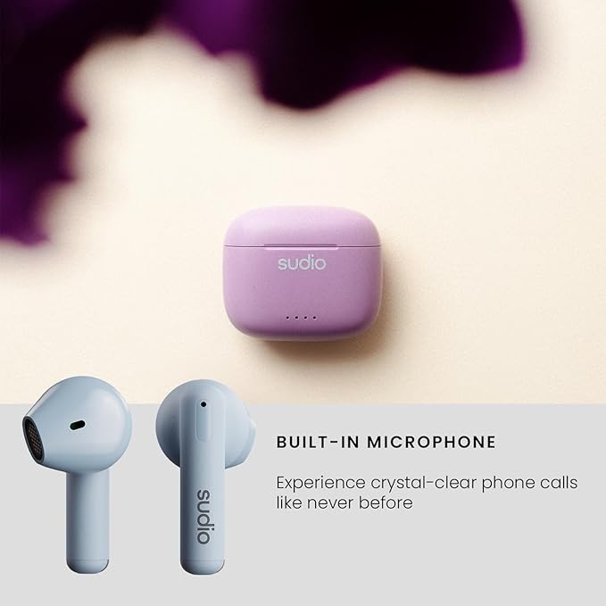 Sudio A1 True Wireless Earbuds, Bluetooth 5.3 Connection, Noise Cancelling, Waterproof, Touch Control, Charging Case, Premium Sound Quality, Comfortable Fit – Blue