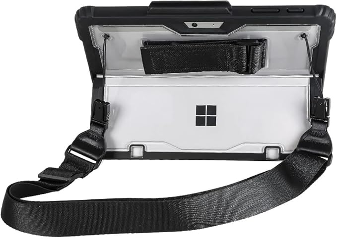 Clear Case for Surface Pro 8 13 inch with Pen Holder, Heavy Duty Shockproof Military-Grade Rugged Case for Surface Pro8 with Kickstand and Hand/Shoulder Strap