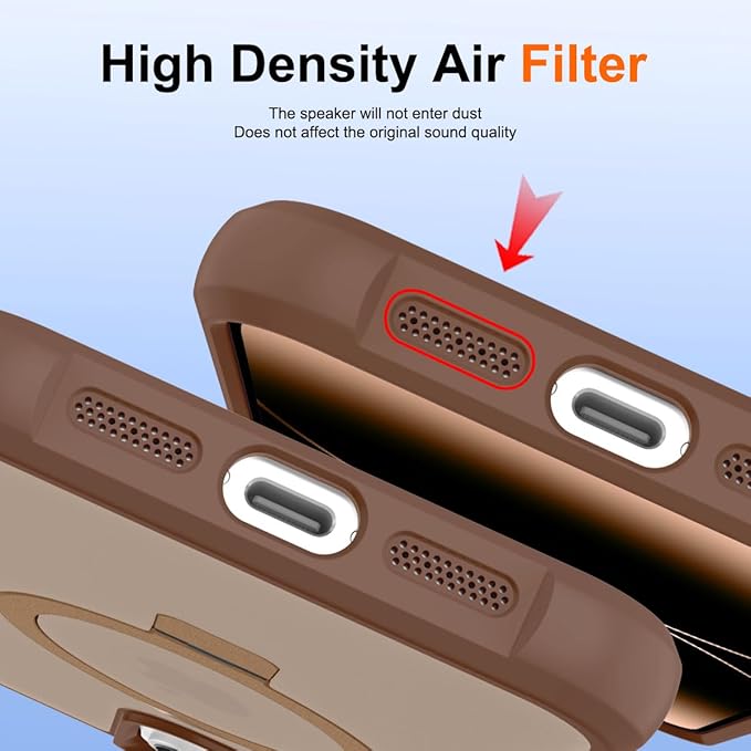 Magnetic Compatible with iPhone 14 Pro Max Case with Stand [Military Grade Drop Tested][Compatible with Magnet] Ring Translucent Slim Hard Back Soft Edge, Desert Gold