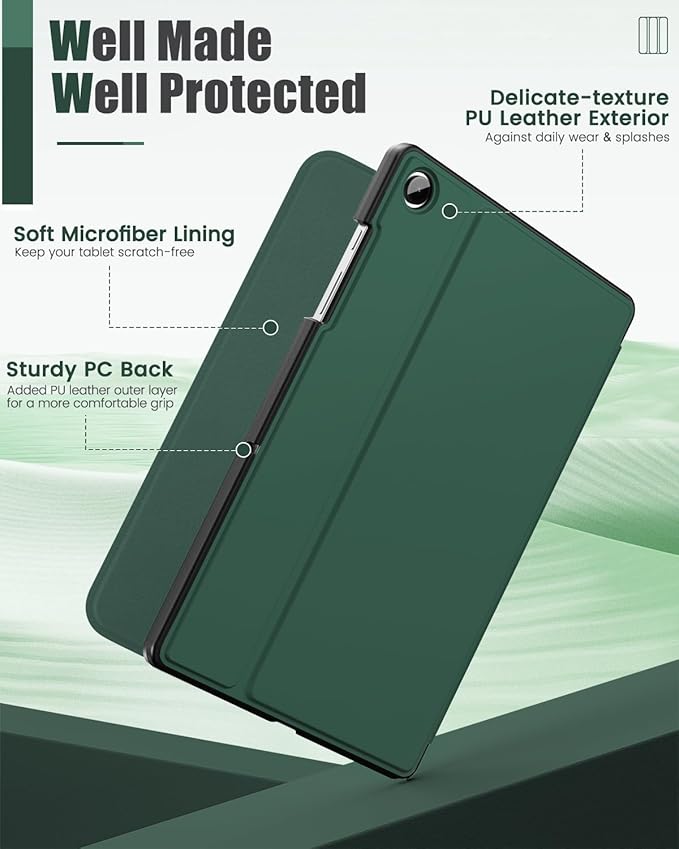 MoKo Case for Samsung Galaxy Tab A9 Plus 11-Inch 2023,Multi-Angle Viewing Slim Back Shell Protective Cover Case with Auto Wake/Sleep for Galaxy Tab A9+ Tablet SM-X210/SM-X216/SM-X218,Midnight Green