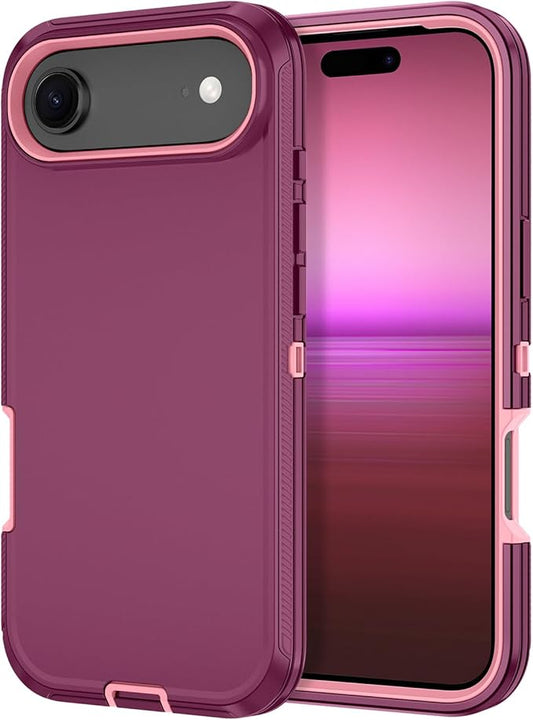 for iPhone Air Case/iPhone 17 Air Case Shockproof Dust/Drop Proof 3-Layer Full Body Protection [Without Screen Protector] Rugged Heavy Duty Cover for Apple iPhone Air 6.5" 2025,Purple/Pink