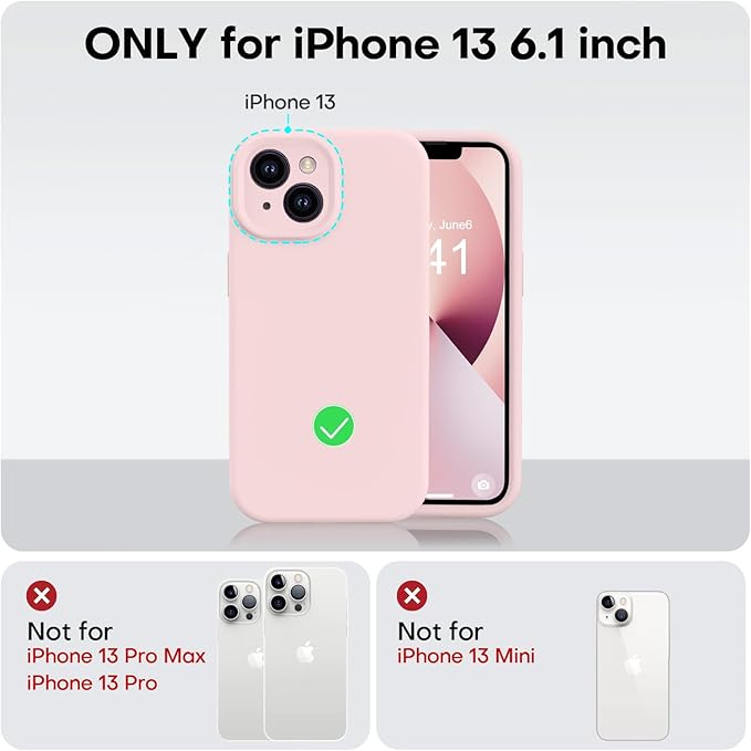 Vooii Compatible with iPhone 13 Case, Liquid Silicone Upgrade [Camera Protection] [Soft Anti-Scratch Microfiber Lining] Shockproof Phone Case for iPhone 13 6.1 inch - Chalk Pink