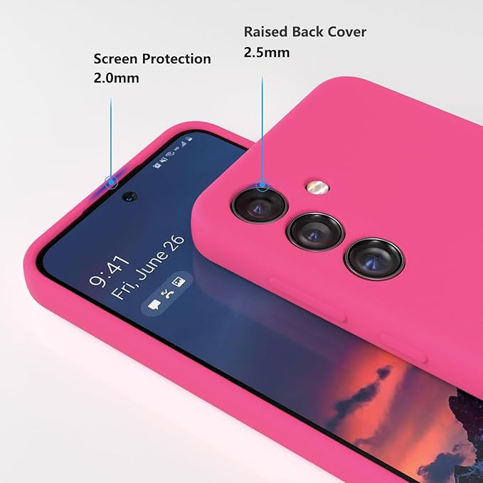 E Segoi Designed for Galaxy S24+Plus Case, Liquid Silicone Gel Rubber Shockproof Case Soft Microfiber Cloth Lining Cushion Compatible with Galaxy S24 Plus 5G 6.7 inch (Hot Pink, S24 Plus - 6.7")