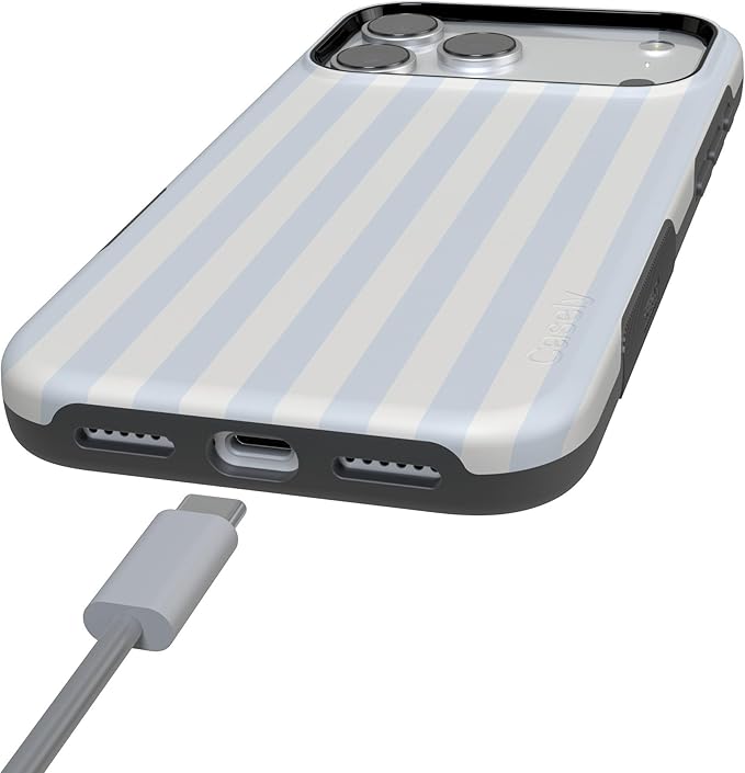 Casely iPhone 17 Pro Case | Blue Stripes | Sunday Best | Compatible with MagSafe | Bold Protective Design