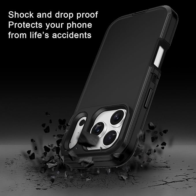 for iPhone 17 Pro Max Case Shockproof Dust/Drop Proof 3-Layer Full Body Protection [Without Screen Protector] Rugged Heavy Duty Cover Case for Apple iPhone 17 Pro Max 6.9" 2025,Black