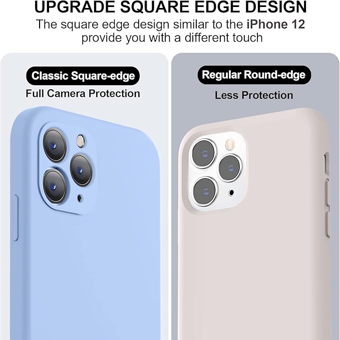 Vooii Compatible with iPhone 11 Pro Max Case, Upgraded Liquid Silicone with [Flat Edges] [Camera Protection] [Soft Anti-Scratch Microfiber Lining] Phone Case for iPhone 11 Pro Max - Light Blue