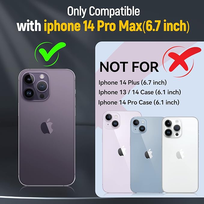 Phone Case for iPhone 14 Pro Max Case iPhone 14 Pro Max Phone Case with Kickstand Ring Holder, with Camera Cover, with Magnetic Car Mount Function, for iPhone 14 Pro Max - Blue