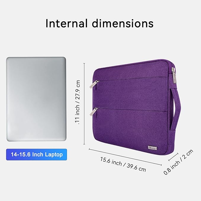 Voova 15.6 16 Inch Laptop Sleeve Case Compatible with MacBook Pro 16 M1/M2/M3/M4 Max 2019-2025, 15.6-16” Hp Lenovo Acer Asus, Waterproof Slim Computer Bag Cover with Handle, Purple