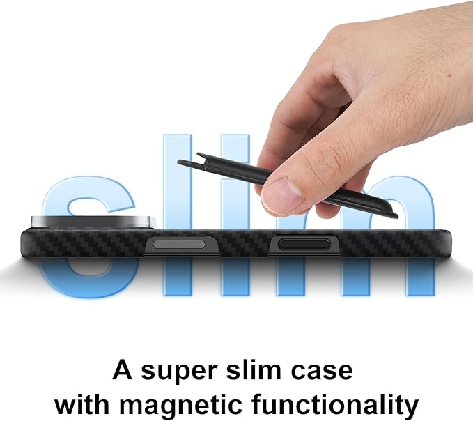 Aramid Fiber for iPhone 17 Pro Case Black/Grey(Twill), Compatible with MagSafe,Slim & Light, Case-Less Touch Feeling