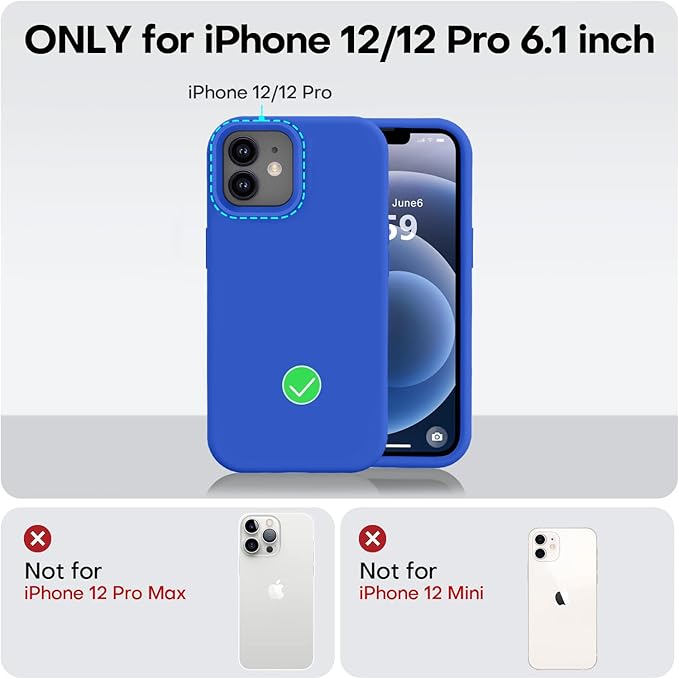 Vooii Compatible with iPhone 12 Case/iPhone 12 Pro Case, Liquid Silicone Upgrade [Soft Anti-Scratch Microfiber Lining] [Shockproof Drop Protection] Phone Case 6.1 inch - Klein Blue