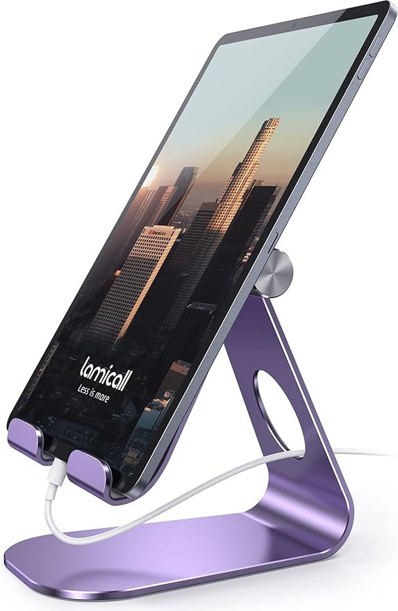 Lamicall Tablet Stand, Adjustable Tablet Holder - Desktop Stand Dock Holder Compatible with 4-13" Tablets Such as iPad Pro 11, 9.7, 10.5, 12.9 Air Mini, Kindle, Tab, iPhone Air 17 Pro Max, Purple