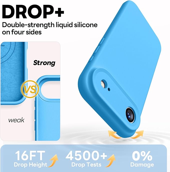 Vooii Magnetic Compatible with iPhone Air Case (Compatible with Magsafe) (Upgraded Camera Protection) Liquid Silicone Shockproof Full Body Protective Phone Cover for Women Men, Blue, 6.5"