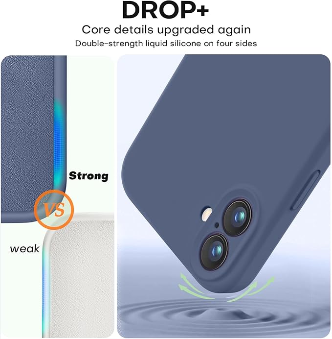 Vooii Compatible with iPhone 16 Plus Case, Liquid Silicone Upgrade [Camera Protection] [Soft Anti-Scratch Microfiber Lining] Shockproof Phone Case for iPhone 16 Plus 6.7 inch - Navy Blue