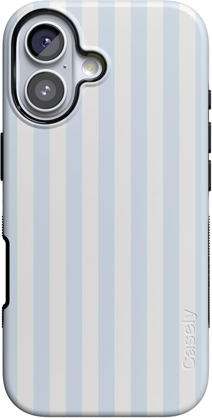 Casely iPhone 17 Case | Blue Stripes | Sunday Best | Compatible with MagSafe | Bold Protective Design