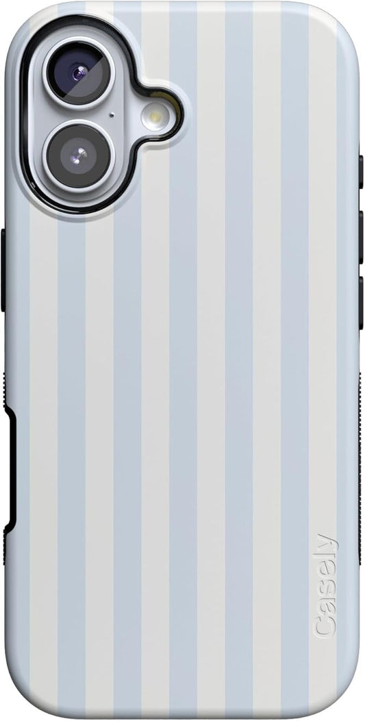 Casely iPhone 17 Case | Blue Stripes | Sunday Best | Compatible with MagSafe | Bold Protective Design
