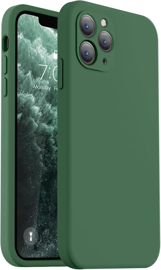 Vooii Compatible with iPhone 11 Pro Max Case, Upgraded Liquid Silicone with [Flat Edges] [Camera Protection] [Soft Anti-Scratch Microfiber Lining] Phone Case for iPhone 11 Pro Max - Green