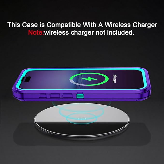 for iPhone 15 Pro Case Shockproof Dust/Drop Proof 3-Layer Full Body Protection [Without Screen Protector] Rugged Heavy Duty Cover Case for Apple iPhone 15 Pro 6.1" 2023,Purple/Green