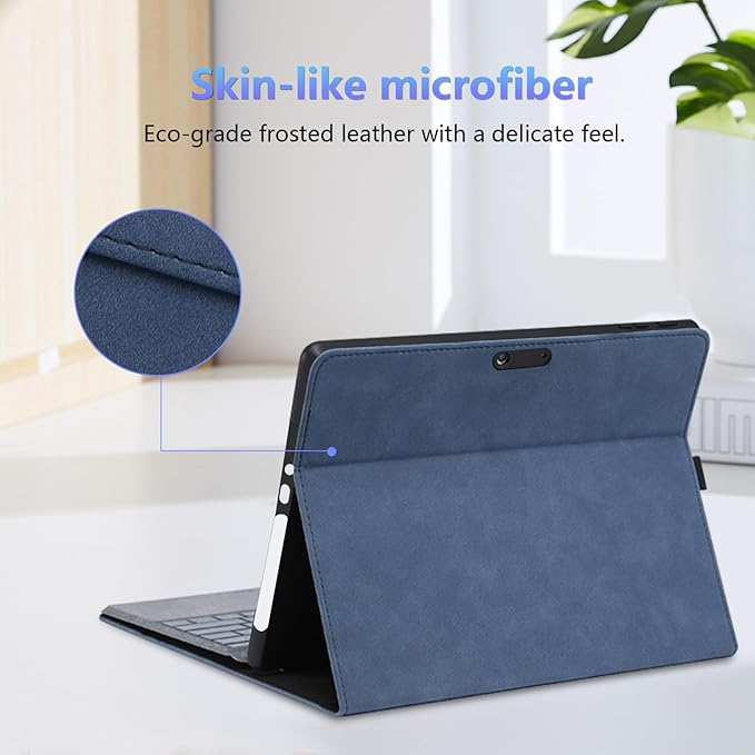 Protective Case for 10-inch Microsoft Surface Go 4/3/2/1, Multiple Angle Viewing, Slim Lightweight Cover, Stylus Holder, Light Heat Dissation, Compatible with Type Cover Keyboard, Blue
